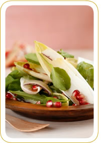 Ensalada de espinacas y endibias con nueces y granada (6 personas)
